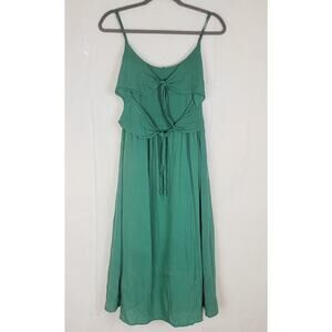 Farrow green front tie midi dress Size Medium Cotton Beachy Retro Cottagecore
